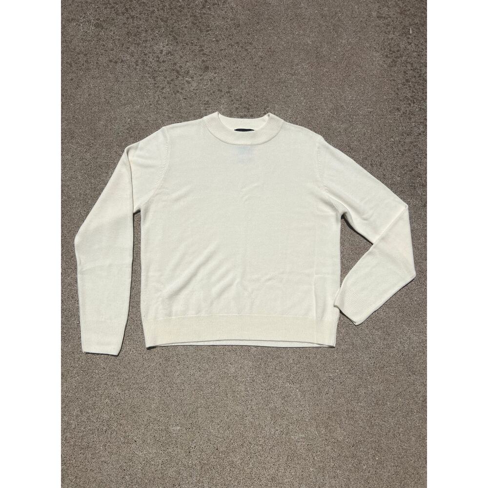 Sag Harbor Cream Mock Neck Sweater L Quiet Luxury Boxy Knit Pullover 90s Vintage